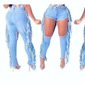 Fashion Nova Fringe Ripped Jeans